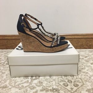 Schutz Jeweled Wedge Sandals
